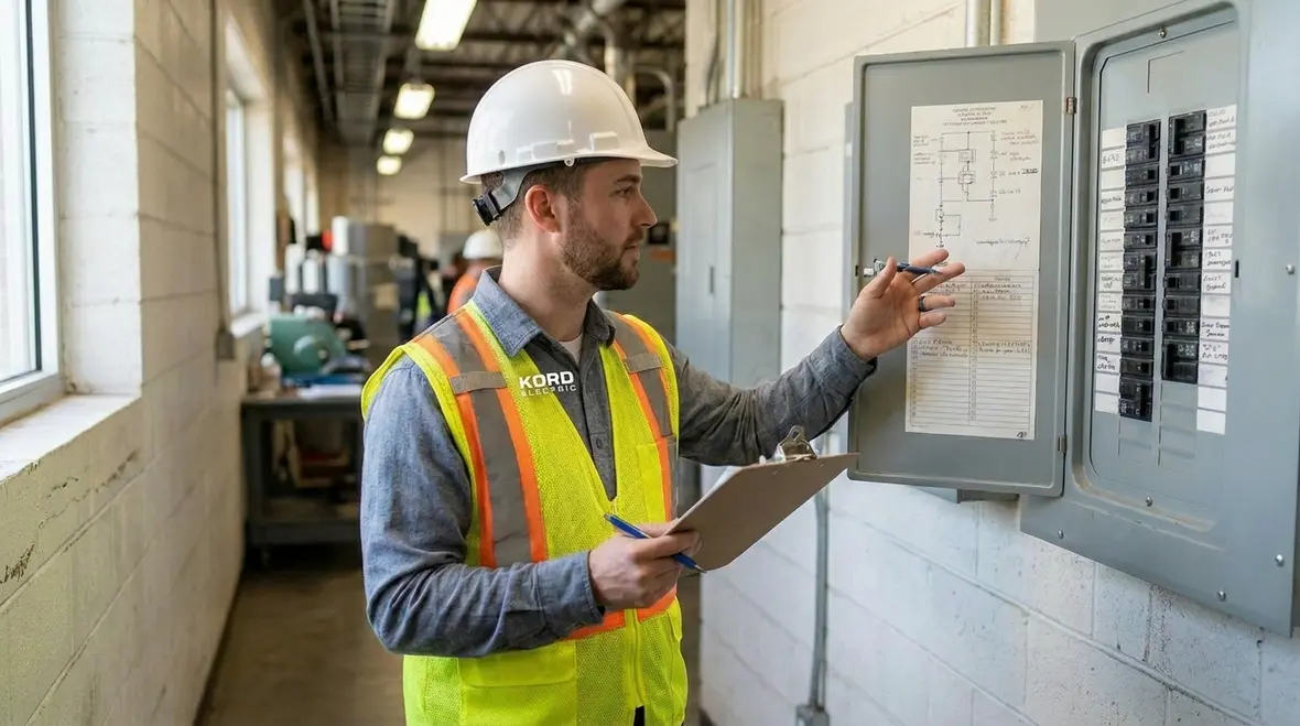 Engineer mapping critical electrical loads and reliability targets in a commercial facility