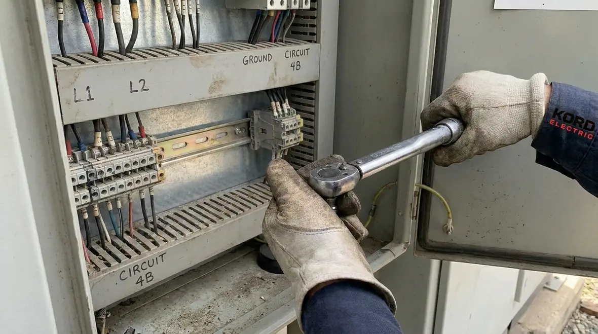 Detailed inspection of breakers and connections during an electrical panel safety audit