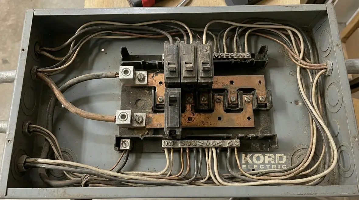 Thermal imaging hotspots on breakers and bus bars inside a distribution panel