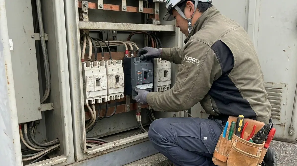 Commercial electrical panel upgrade in progress