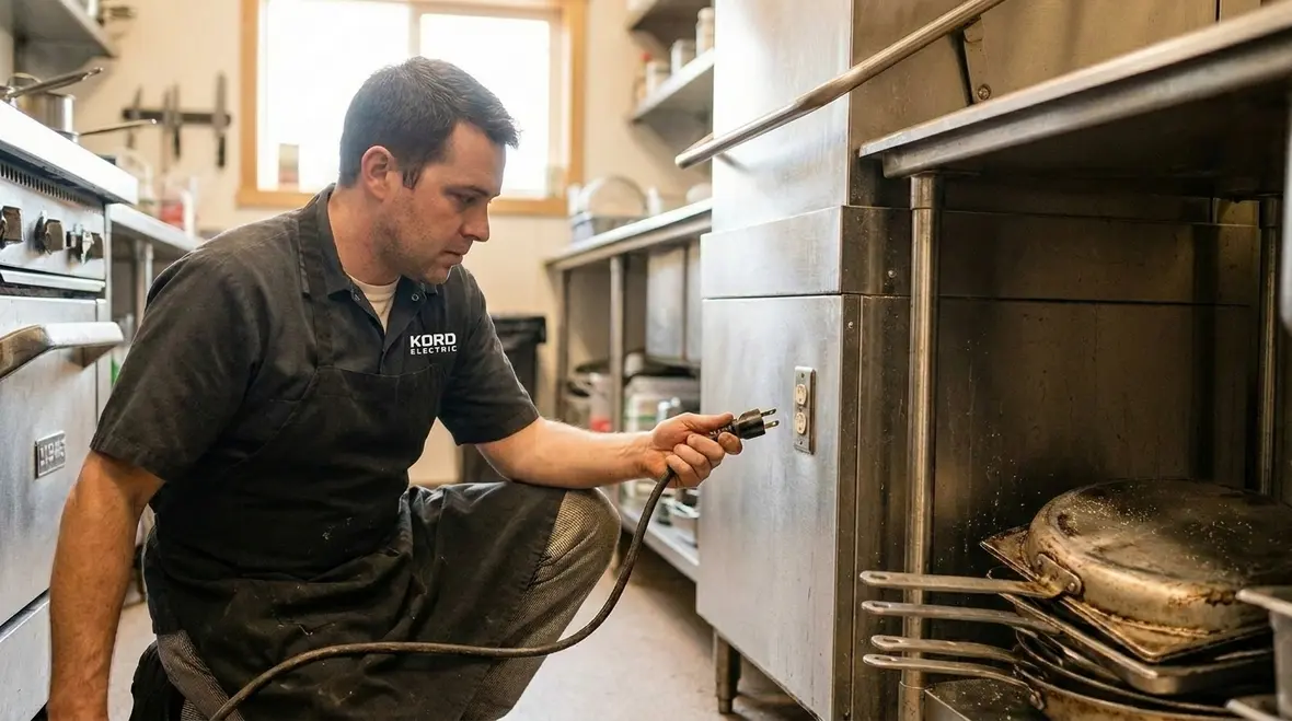 Commercial kitchen equipment with safe electrical connections