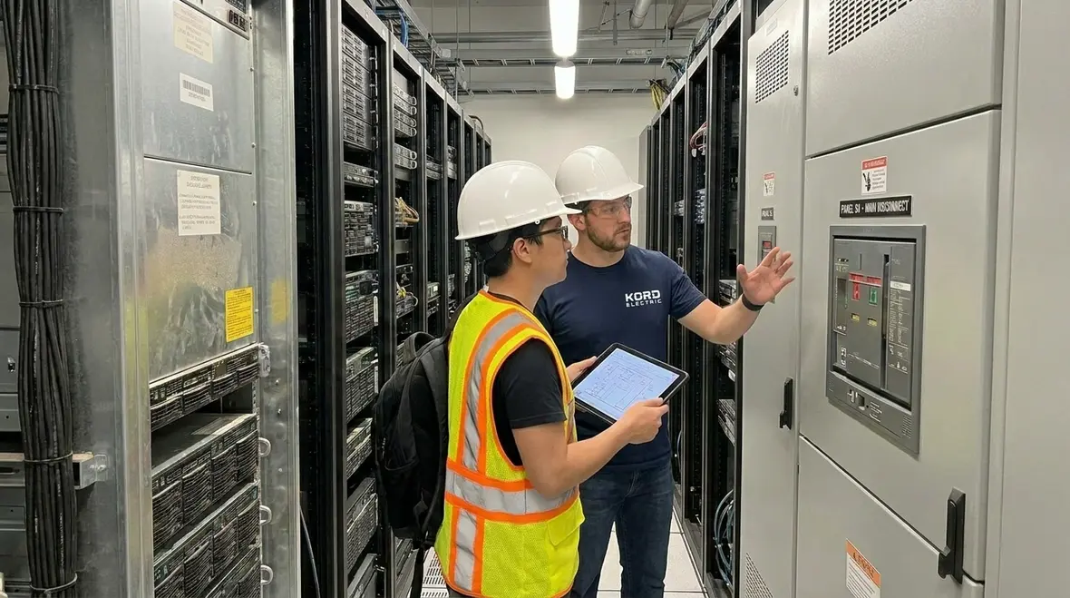Upgraded electrical panels prepared for increased load in a modern tech campus