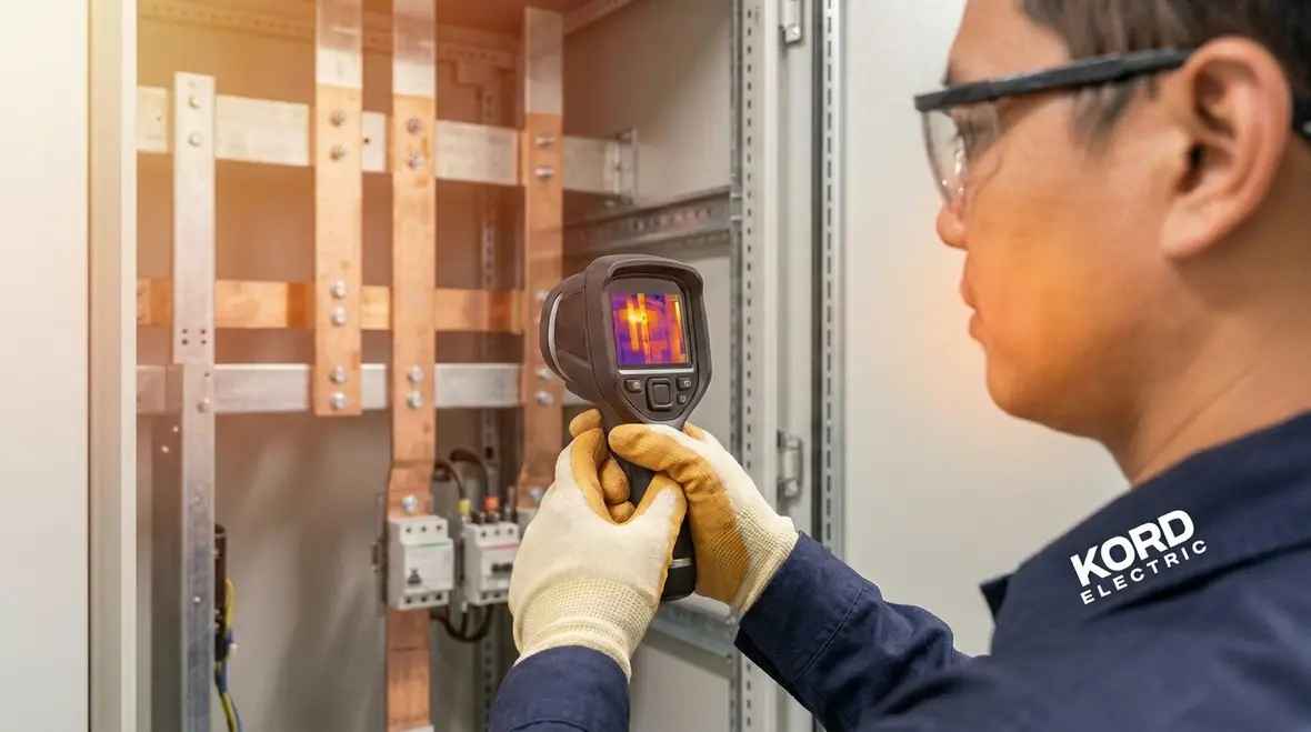 Infrared thermal imaging used to monitor electrical equipment in an industrial plant