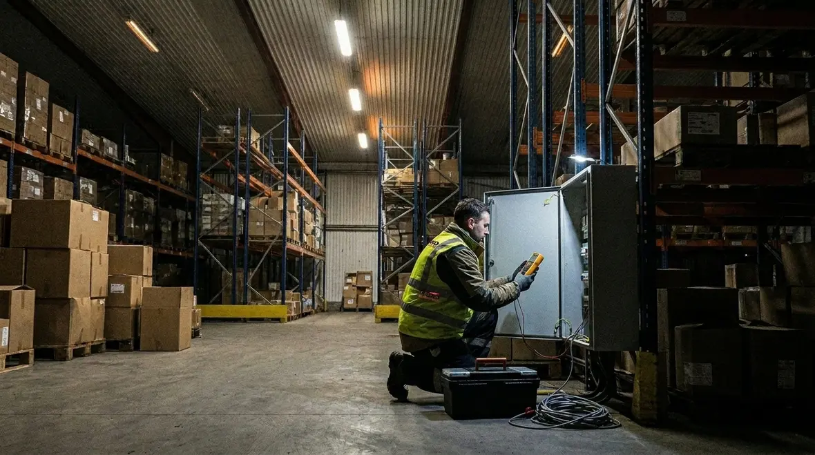 Inspection of commercial electrical panels during troubleshooting
