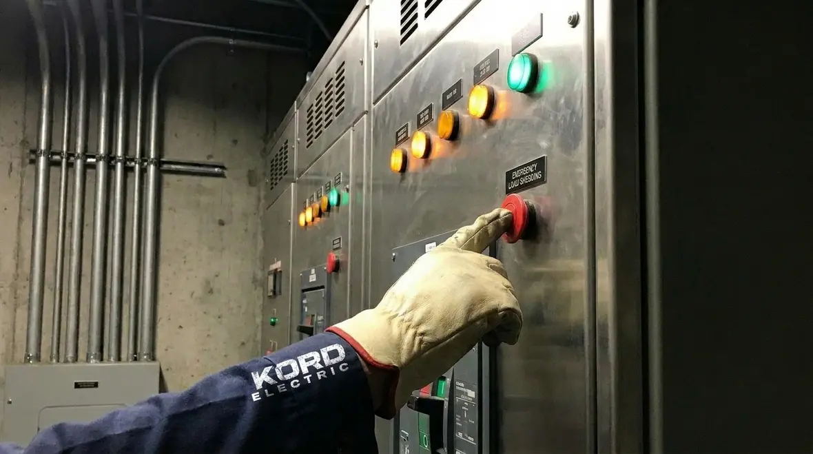 Commercial switchgear integrated with emergency load shedding controls