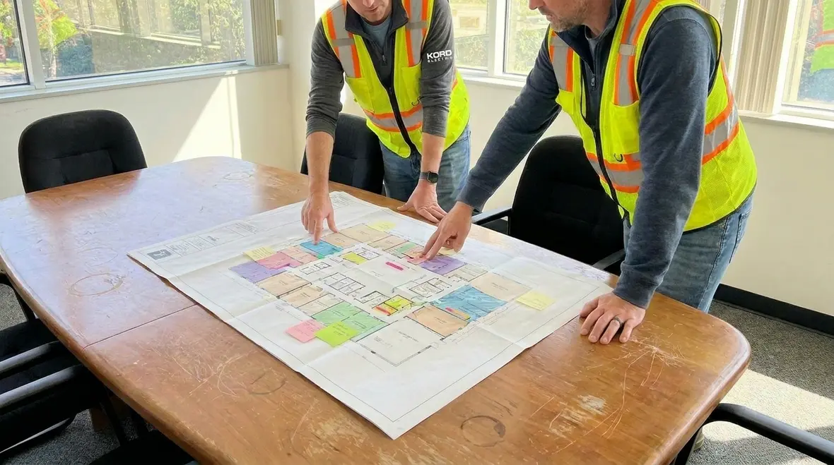Technician inspecting commercial electrical systems as part of emergency planning