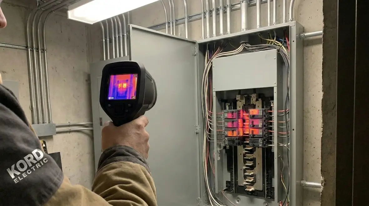 Office electrical panel inspection to prevent failures