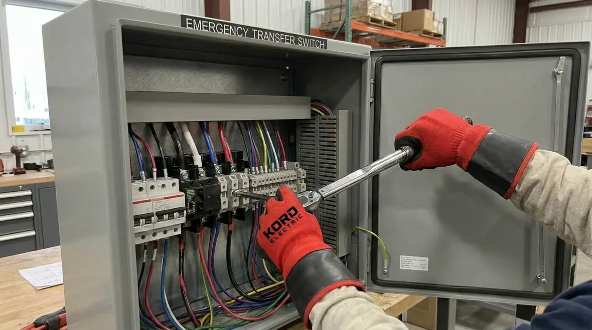Generator transfer switch components showing typical wear points