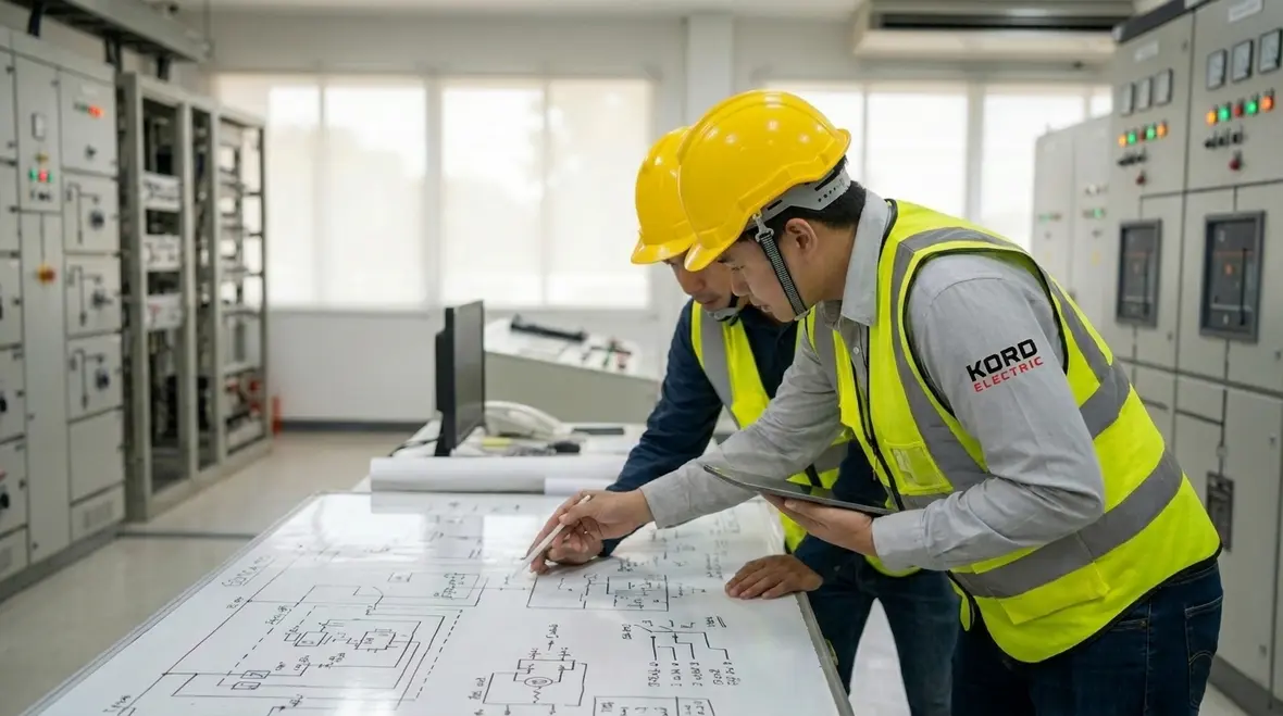 Technicians deploying an emergency response for building power failure in a commercial facility