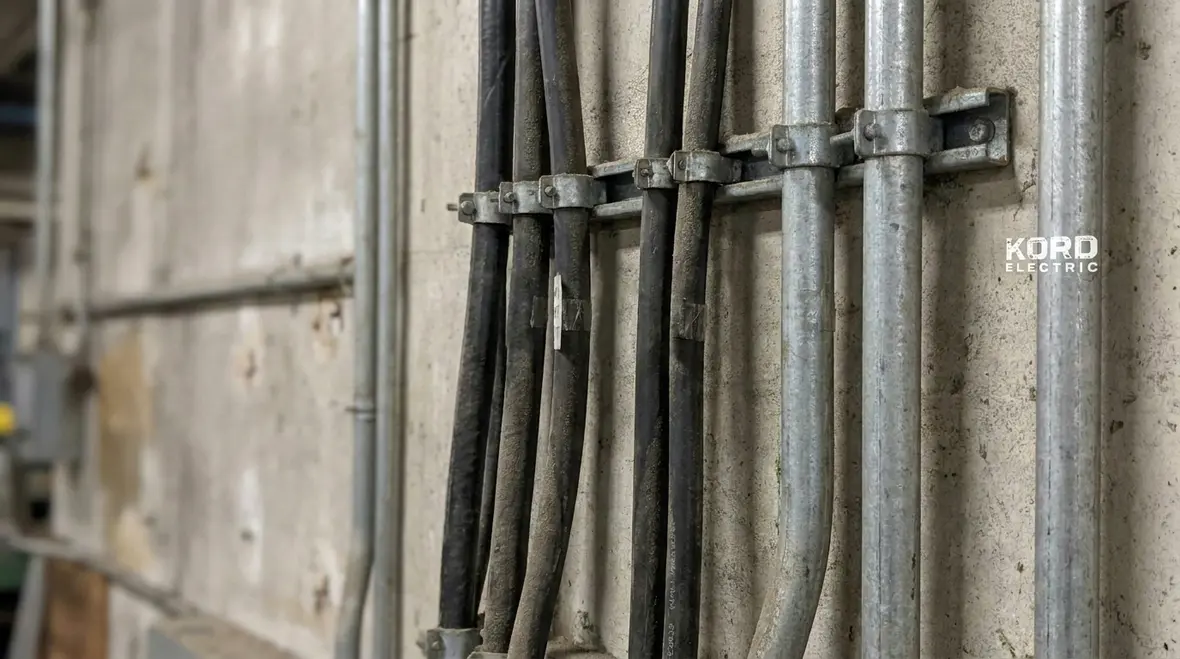 Industrial electrical standards implemented in a factory electrical room