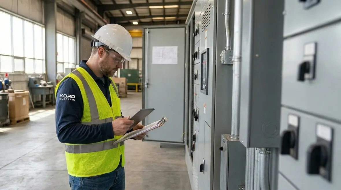 Factory electrical safety compliance inspection in an industrial plant