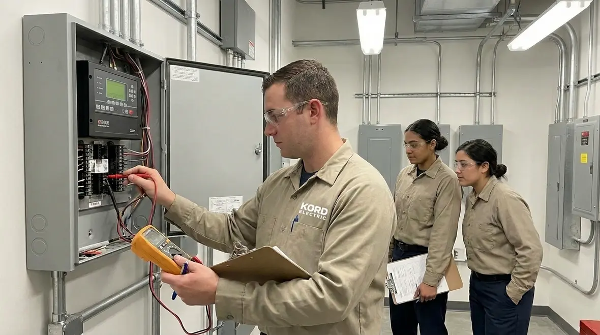 Qualified fire alarm technician performing supervised NFPA 72 testing