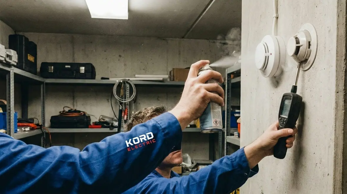 Smoke and heat detectors connected to commercial fire alarm panels