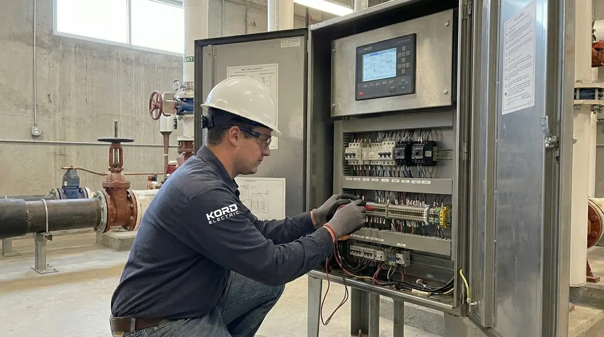 Fire pump controller electrical installation in a commercial facility