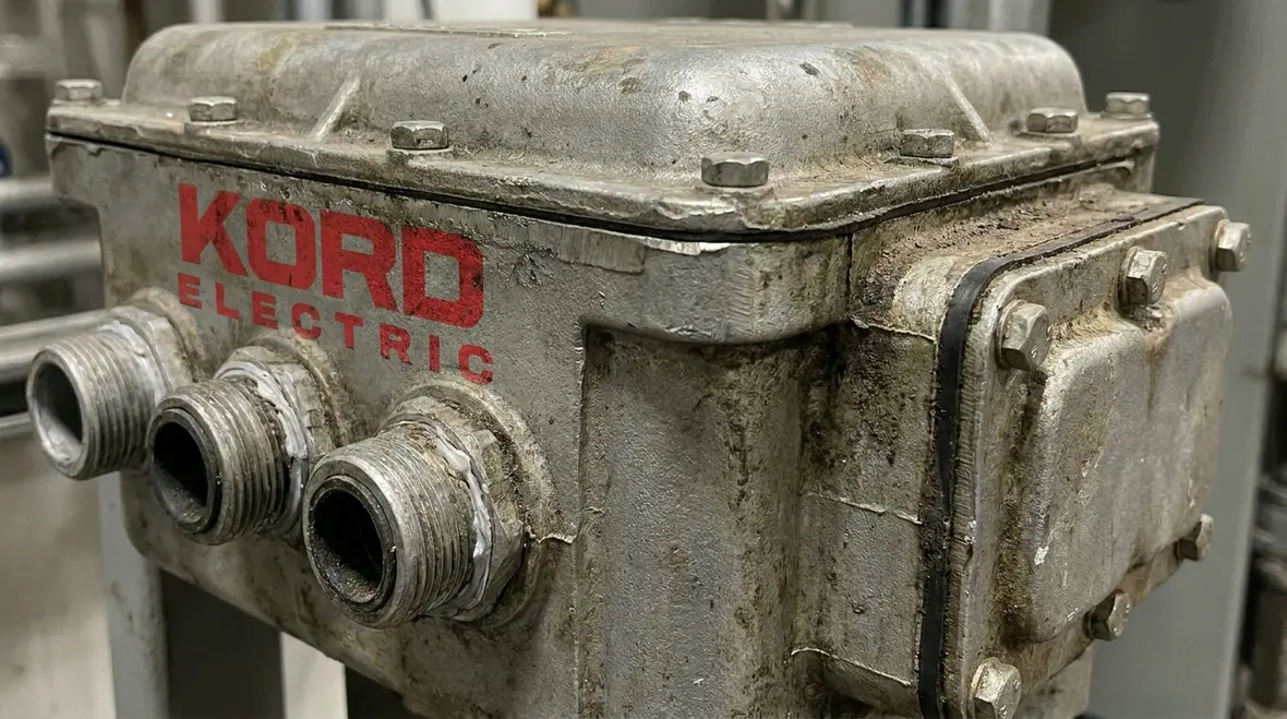 Close up of rated hazardous location electrical equipment in service