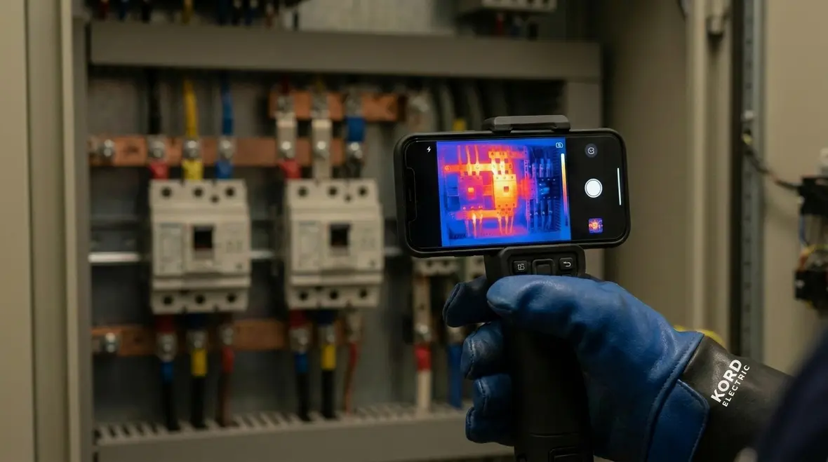 Industrial electrical panel thermal imaging scan in a commercial facility