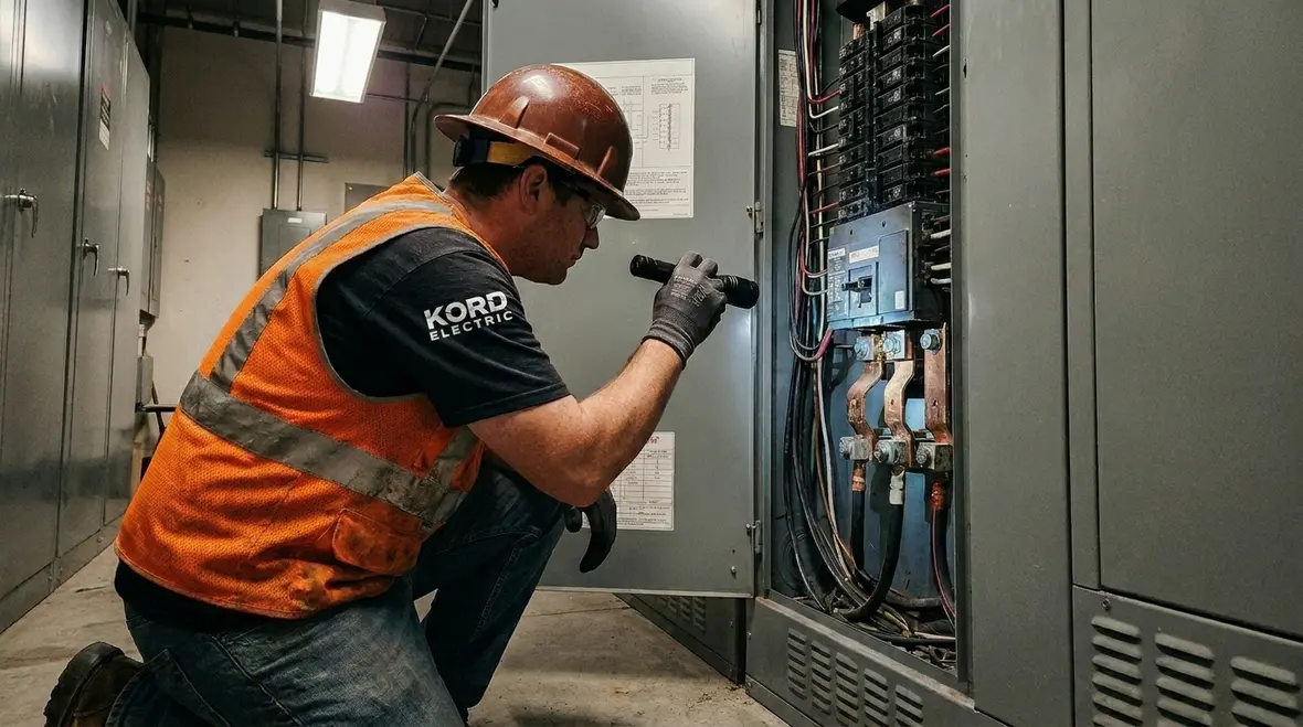 Industrial electrical panel with updated labels and documentation