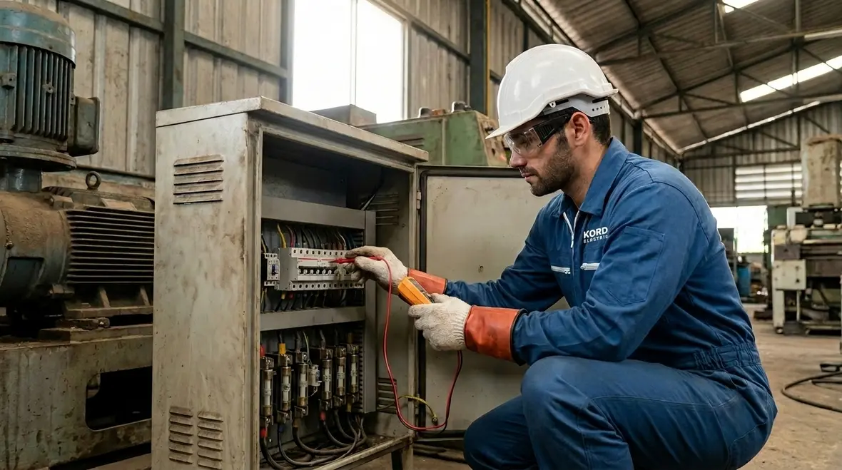 Engineer reviewing industrial electrical safety audit findings and priorities