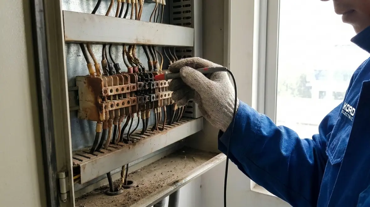 Industrial electrical panels inspected during a safety audit