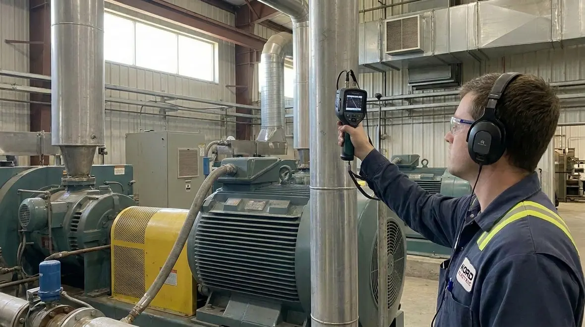 Industrial facility managers reviewing a ranked electrical audit plan