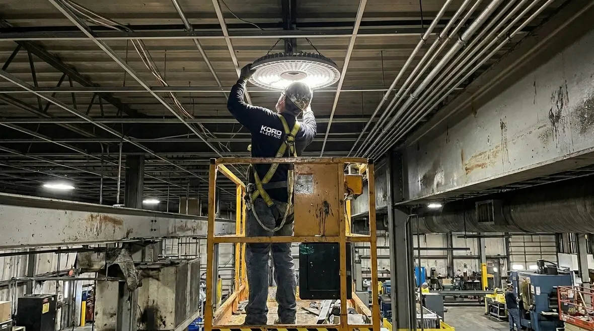 Baseline energy use audit for industrial lighting before an LED retrofit