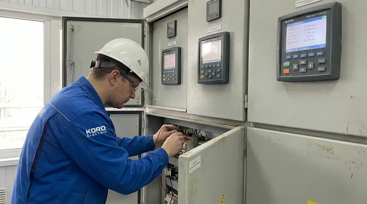 Technicians reviewing industrial power quality solutions to prevent downtime