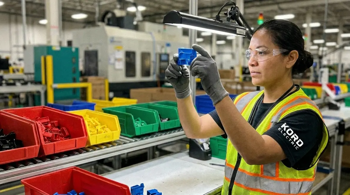 Glare-controlled industrial lighting above production workstations