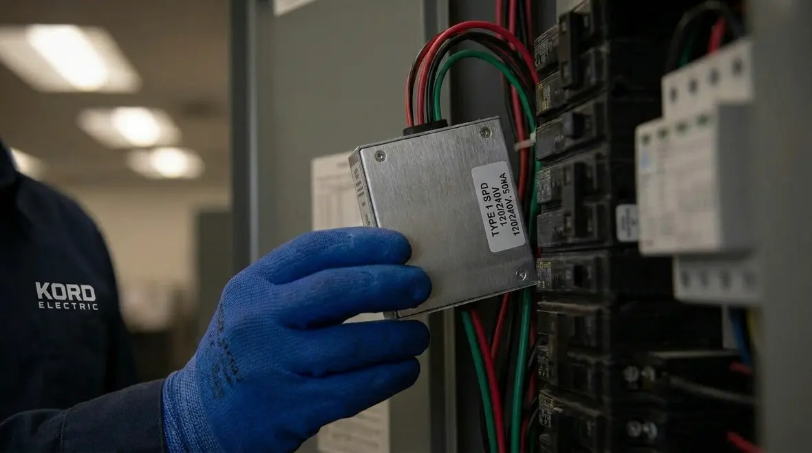Diagram and equipment for an office electrical surge protection plan