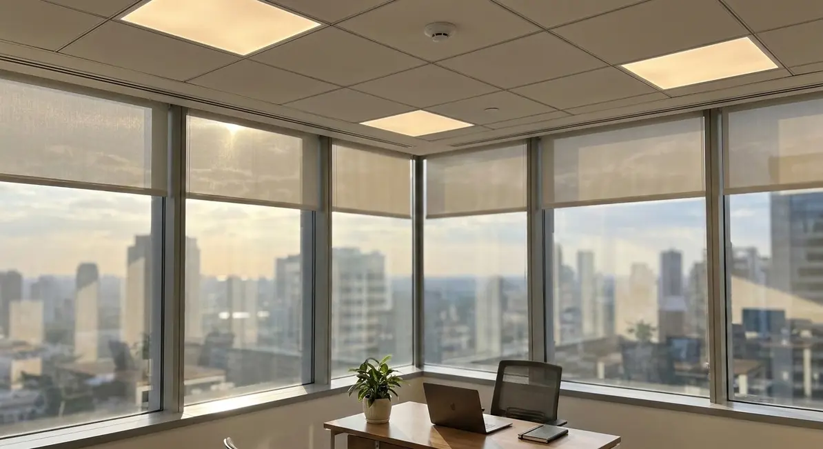 Smart lighting sensors and schedules working together in a commercial building