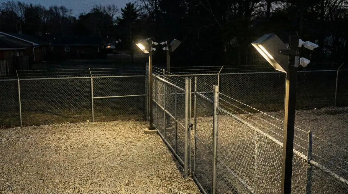 Perimeter and entrance lighting layout for commercial security