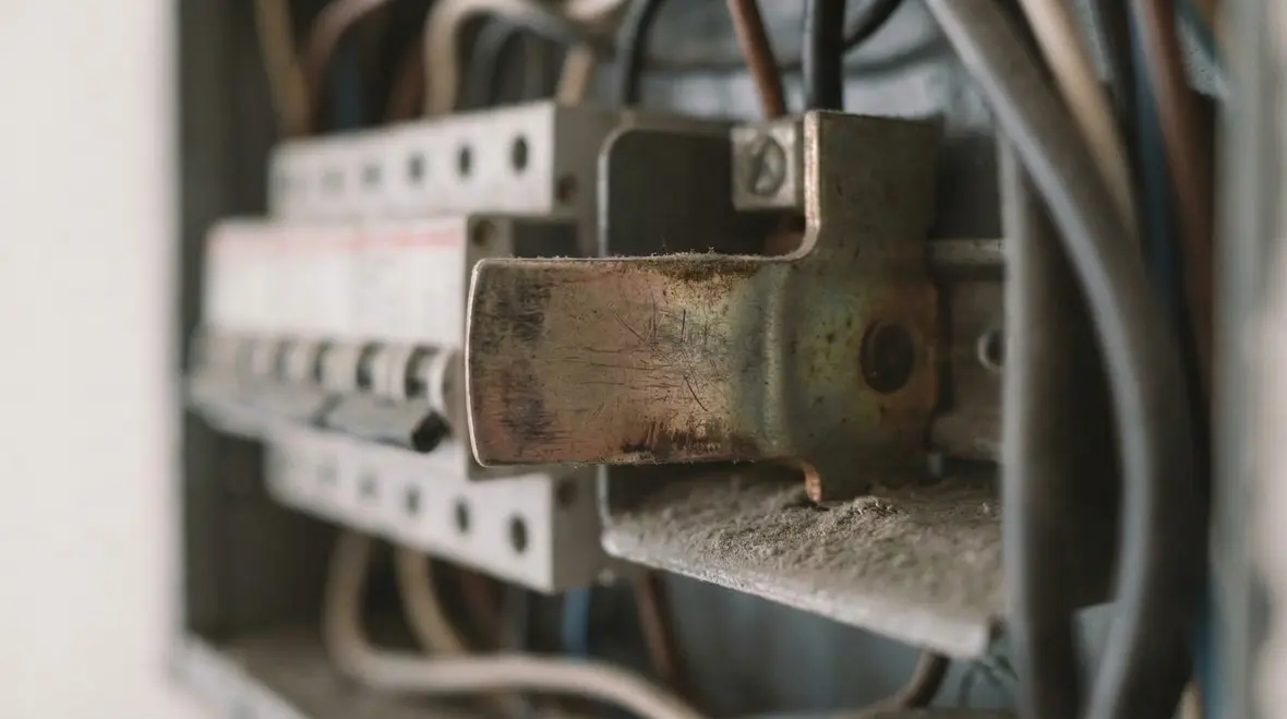 Technician performing preventative maintenance for electrical switchgear in a commercial facility