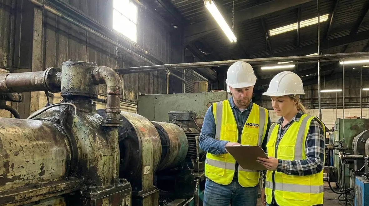 Skilled industrial electricians performing factory preventive maintenance