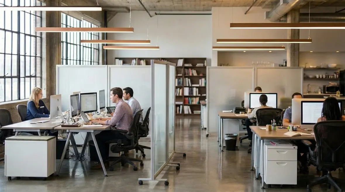 Open office with smart lighting control solutions for offices