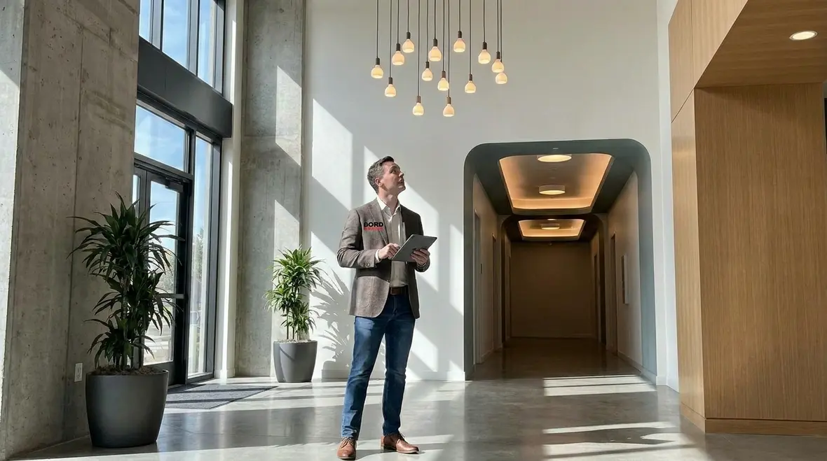 Zoned commercial smart lighting layout showing targeted scheduling