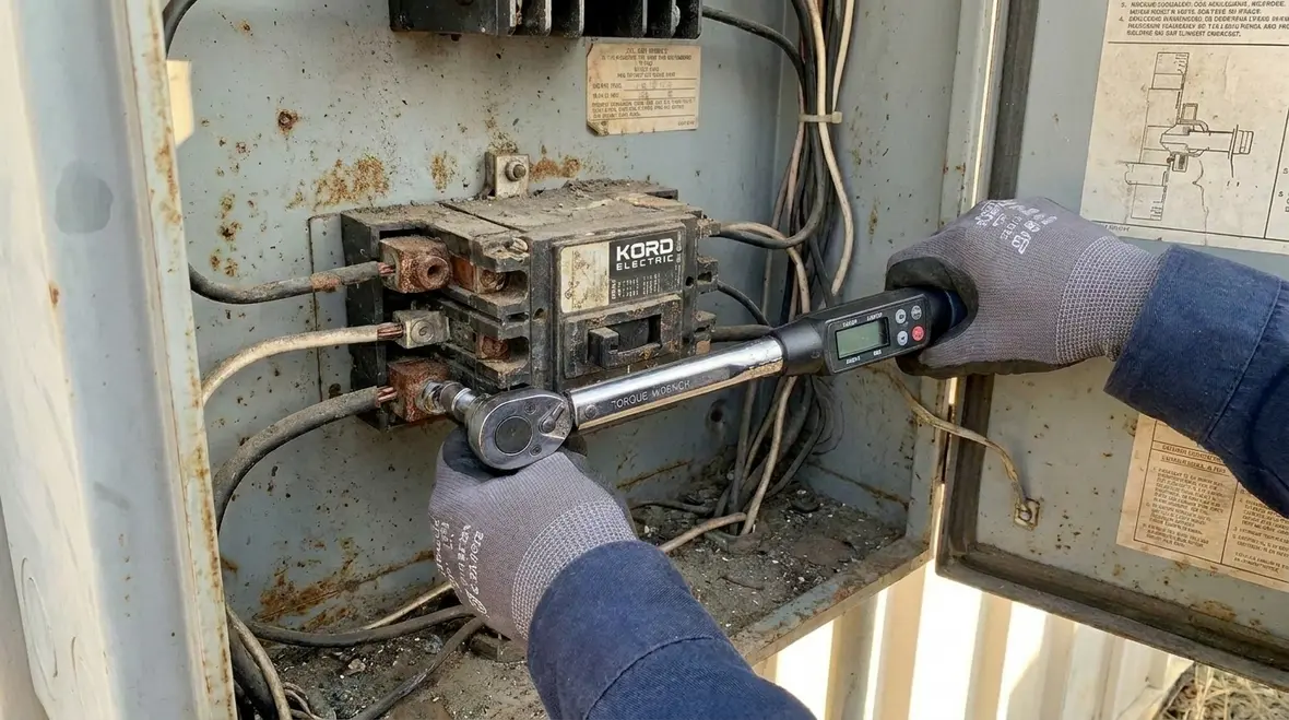 Commercial breaker panel inspection for overload and heat buildup