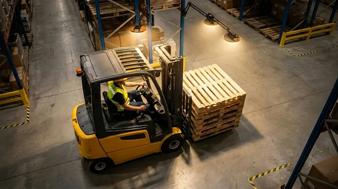 Warehouse lighting zones mapped to aisles, docks, and receiving areas
