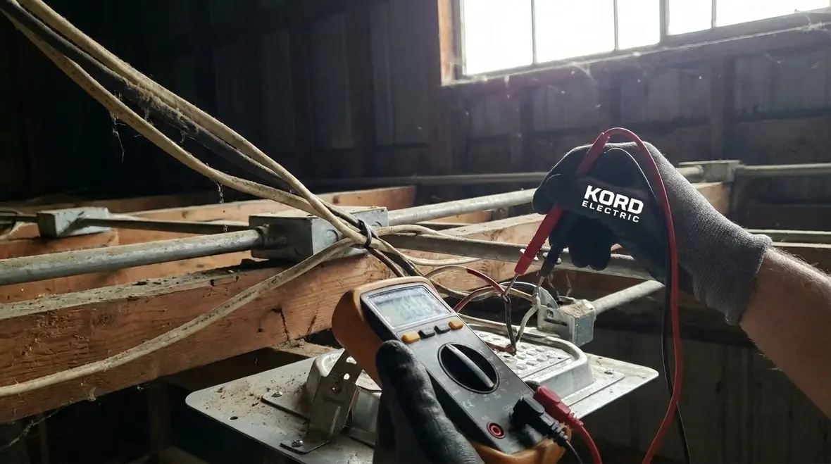 Technician inspecting warehouse electrical panel for hidden risks