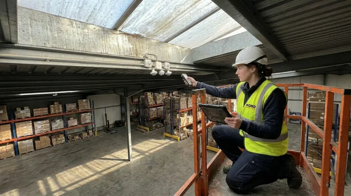 Warehouse lighting controls and occupancy sensors in operation
