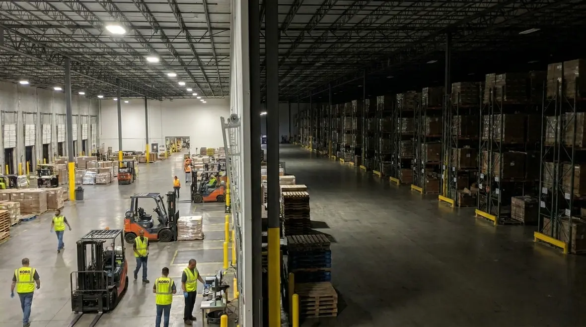 Warehouse aisles with optimized smart lighting levels