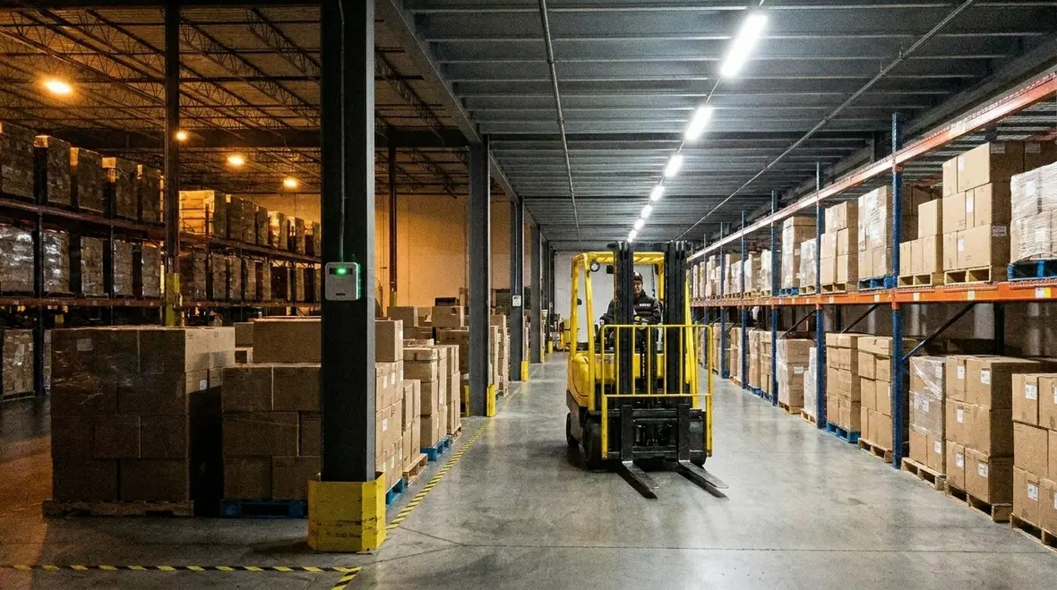 Warehouse lighting zones with smart controls
