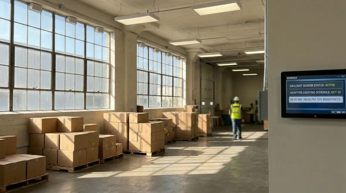 Warehouse daylight and occupancy based smart lighting scene