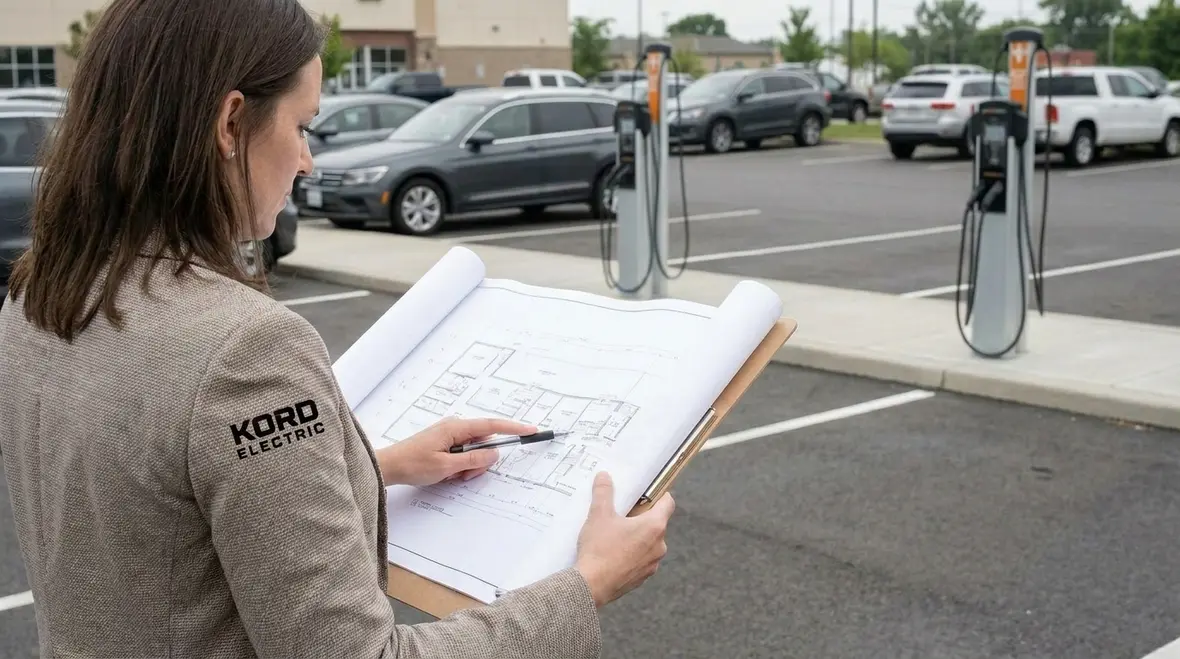 Commercial EV charging infrastructure at a commercial property