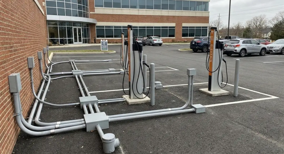Commercial EV charging infrastructure planning layout diagram