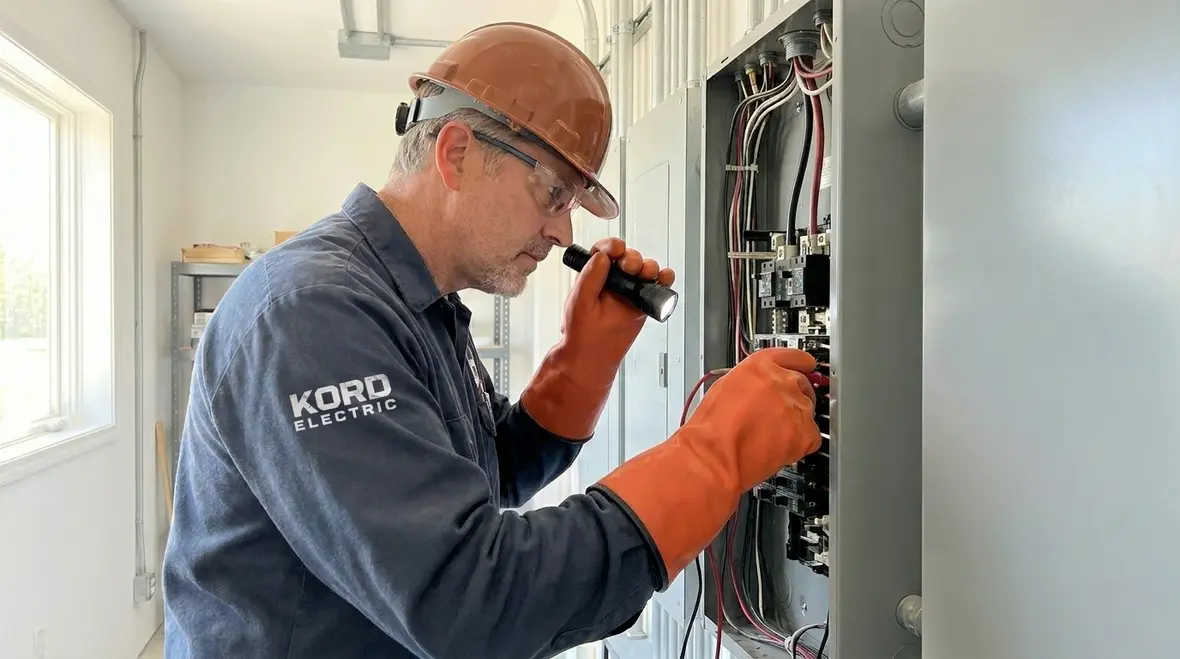 Technician performing Commercial Electrical Subpanel Maintenance