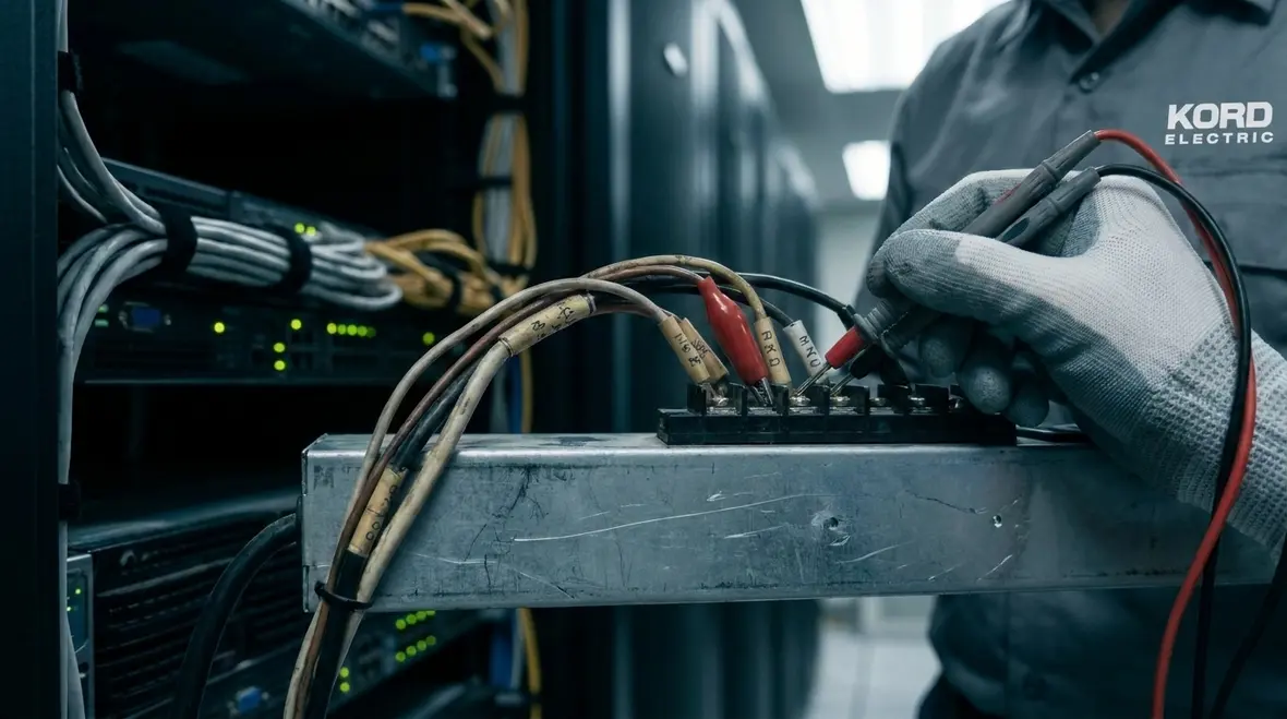 Data center power quality monitoring screen showing voltage and harmonics