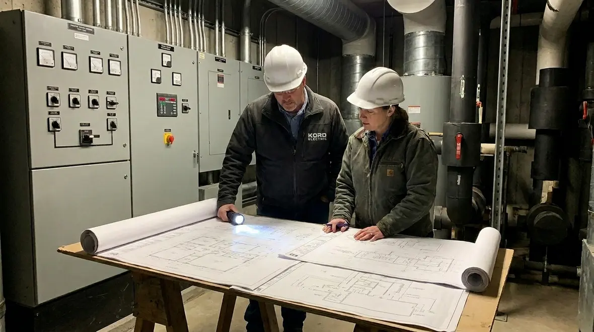 Commercial subpanel installation planning in an electrical room