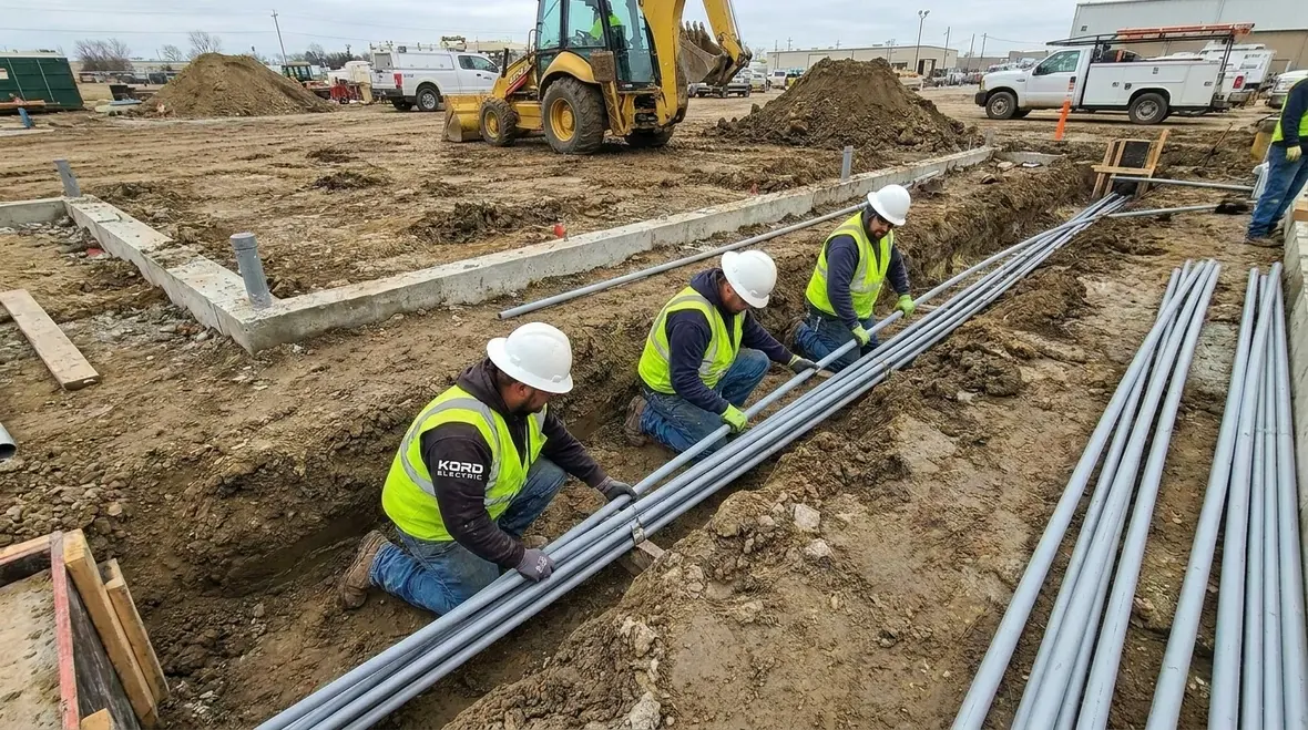 EV charger foundations, conduit paths, and weatherproof installation details