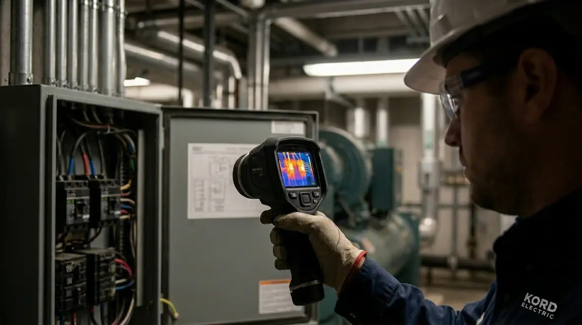 Commercial electrical maintenance team reducing downtime through lifecycle planning