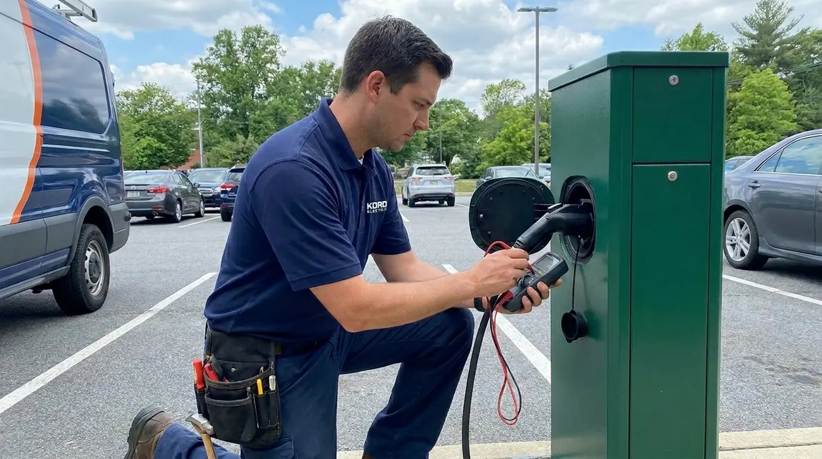 Commissioning and monitoring EV fleet charging infrastructure at a large commercial property