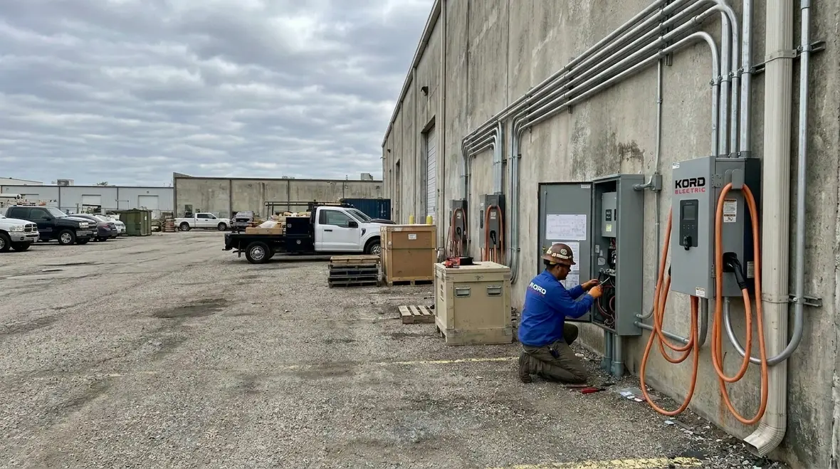 Industrial facility EV charging equipment installed for reliability